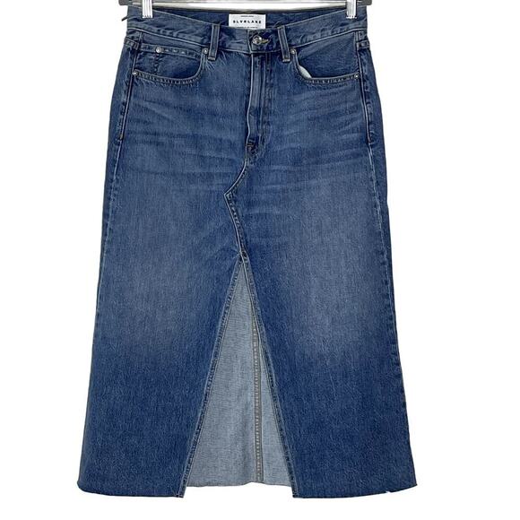 SLVRLAKE FRAYED ‎  DENIM MIDI  SKIRT SIZE 28 NWT - Picture 2 of 9
